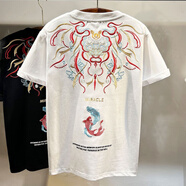 南極人2025年夏季新款國(guó)潮民族風(fēng)刺繡短袖t恤男正肩圓領(lǐng)T恤 白色 M 【建議80-100斤】