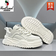 西域駱駝小眾厚底增高小白鞋2025春秋真皮拼接舒適軟底休閑男鞋子 純白色 關(guān)注送襪子-駱駝官方品牌 38 皮鞋尺碼