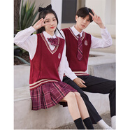 金璽鑫紅歌合唱團詩(shī)歌朗誦演出服裝高初中學(xué)生成人學(xué)院風(fēng)運動(dòng)會(huì )班服套裝 白長(cháng)袖+短裙+沙華領(lǐng)結+紅背心 XS