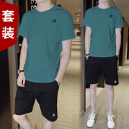 特步短袖T恤男裝新款透氣耐磨t恤翻領(lǐng)polo衫速干冰絲感休閑運(yùn)動(dòng)服上衣 墨綠(速干套裝) M /170