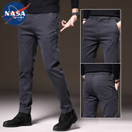 NASA WASSUP休閑褲男士2025新款春秋款彈力寬松百搭修身直筒男褲牛仔長褲 深灰常規(guī) 32 （體重125-145斤）