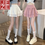 JEZE甜美蓬蓬裙半身裙女2025春夏新款高腰小個子顯腿長百褶裙蛋糕短裙 白色【z】 M 【80-95斤】