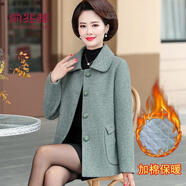 俞兆林中老年女裝2020年秋冬新款毛呢外套短款呢子上衣時(shí)尚氣質(zhì)洋氣上衣 綠色夾棉  XL（建議85-100斤）