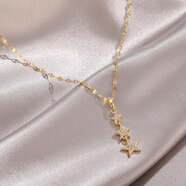 老鳳凰金店款輕奢項鏈女款2025新款女設計感小眾毛衣鏈鎖骨鏈精致 金色多顆星星吊墜