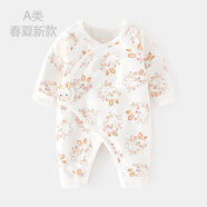 凡不了新生嬰兒春季連體衣寶寶秋冬加厚爬服初生兒爬服無骨哈衣保暖內(nèi)衣 春夏（白玉兔造型連體 59cm 碼1-3個月左右