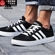 阿迪達斯 （adidas）新款男鞋秋季運動(dòng)鞋舒適輕便透氣休閑鞋時(shí)尚潮流學(xué)生板鞋 AW3890黑色布面/VS SET 44