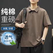 森馬全棉短袖polo衫男士2025新款夏季純棉男款上衣寬松男生翻領(lǐng)T恤衫 3001咖啡色  常規(guī) L