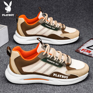 花花公子（PLAYBOY）老爹鞋男鞋2025秋季網(wǎng)面鞋子男士休閑時(shí)尚厚底運動(dòng)跑步鞋米卡其43