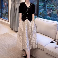 艾妃琳【3613人收藏】2025新款設計感v領(lǐng)蝴蝶扣收腰上衣法式時(shí)尚氣質(zhì)蓬 黑色上衣 2XL (100斤-120斤)