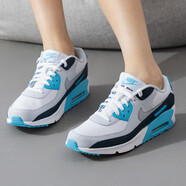 耐克（NIKE）官方艦店女鞋冬季新款運動(dòng)鞋Air Max 90氣墊緩震透氣跑步鞋休閑鞋 HF6358-100/白藍 37.5