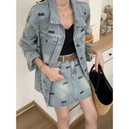 隱形都市2025早春新款寬松休閑牛仔中長(cháng)款外套+高腰短裙時(shí)尚ins兩件套女 牛仔外套+牛仔半身裙 S 【建議80-95斤】