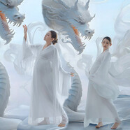 語(yǔ)森憶影樓拍攝孕婦裝孕婦拍照服裝新款影樓攝影寫(xiě)真白色緞面感孕媽 檸檬黃 直裾+外披 均碼