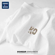 GENIOLAMODE白t恤男女短袖男款夏季衣服寬松純棉中性風(fēng)學(xué)生簡約打底半袖男生 白色(戰(zhàn)勝英文胸標(biāo)) L (175)