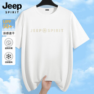 JEEP SPIRIT吉普短袖t恤男士夏季冰絲運(yùn)動(dòng)速干半袖男生寬松涼感衣服 白色 L