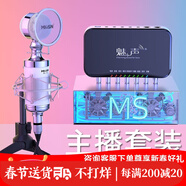 魅聲 T6-2 手機(jī)主播直播聲卡麥克風(fēng)話筒唱歌喊麥錄音設(shè)備 電腦筆記本外置聲卡電容麥克風(fēng)K歌套裝 T600（-2套裝）白色