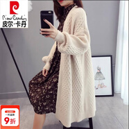 皮爾卡丹（pierre cardin）2025春秋新款長款羊·毛針織衫開衫毛衣外套女學(xué)生韓版寬松中長款 卡其色 S