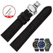 佩伊尼龍手表帶男適用于天梭1853速馳T116.617速敢黑武士T125海星T120力洛克俊雅系列通用運動(dòng)帆布22mm 黑色-銀色蝴蝶扣 手表接口寬度22mm