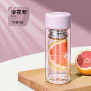 富光富光雙層高硼硅玻璃杯便攜帶濾網(wǎng)泡茶杯加厚透明簡(jiǎn)約杯子 粉色180ml