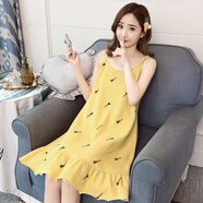 歌佰芬吊帶睡裙女夏季棉質(zhì)吊帶裙夏天睡衣女士性感甜美少女連體衣中長(zhǎng)裙 Y2030 M （80-100斤）