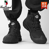 西域駱駝馬丁靴男秋季高幫英倫風(fēng)復古戶(hù)外登山防水防滑厚底增高工裝大黃靴 黑色 44 標準靴子尺碼