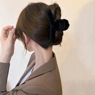禧穎毛毛發(fā)夾女后腦勺頭發(fā)毛絨抓夾大夾子頭飾鯊魚(yú)夾大號毛茸茸高級感 A02毛絨黑色(11CM)