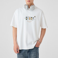 墨麥客（MMAICCO）趣味印花男士短袖t恤2025夏季新款210g圓領(lǐng)體恤衫男. 白色 M