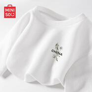 名創(chuàng)優(yōu)品（MINISO）220G重磅華夫格短袖男肌理感高端ins潮流圓領(lǐng)半袖男士寬松百搭T恤 白色(翠柳中國胸標(biāo)) XL 180 (不起球不掉色)