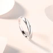 范詩澤999足銀情侶戒指男女款輕奢小眾設計感莫桑石鉆戒結婚戒七夕禮物 925純銀男戒指+精美禮盒 開口可調節