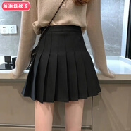 柏潮無(wú)內(nèi)襯短裙子純色jk裙無(wú)打底百褶裙灰色半身裙女夏季卡其色半裙 黑色 -(拉鏈款) 帶安全褲 L 101-110