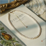 卓麥 925銀素圈淡水珍珠項(xiàng)鏈年輕款少女?huà)寢尶钆袼蛬寢屇赣H節(jié)禮物 近圓型淡水珍珠項(xiàng)鏈（D385）