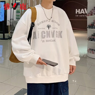 雅鹿衛(wèi)衣男春秋季美式復古寬松上衣潮流男裝長袖T恤春秋款即墨衣服 224白色【春秋款】 XL 【建議體重125-145斤】