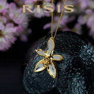 麗西施 RISIS永恒系列 項鏈/胸針兩用 送生日禮物女?huà)寢尭呒壭”?蝴蝶蘭項鏈兼胸針 鍍金/鈀金