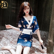 蔓草寇空姐制服女裝足道技師服桑拿會(huì )所水療足浴SPA工作服和服 8066藍色 L_105-115斤