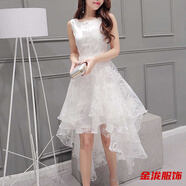 佐菲黛公主裙成人歐根紗禮服夏白色甜美韓版蓬蓬裙燕尾裙前短后長(cháng)連衣裙 白色 S