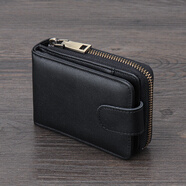 GPHF日本頭層牛皮駕駛證卡包多卡位真皮拉鏈風(fēng)琴包瘋馬皮錢(qián)包行駛證套 黑色 頭層牛皮