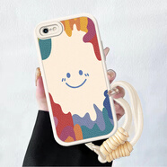 雕殼師 適用蘋果6手機(jī)殼 iPhone6S保護(hù)套5G磨砂防摔手腕掛繩硅膠小羊皮全包小清新簡(jiǎn)約網(wǎng)紅創(chuàng)意男女新款 【古董白-彩虹笑臉】帶手腕掛繩 蘋果6&蘋果6S