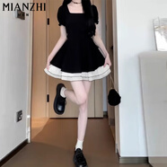 棉致赫本風(fēng)黑色法式短袖連衣裙女夏季新款顯瘦廣州十三行溫柔風(fēng)長裙 黑色短款【1594高品質(zhì)27.5】 L 100-115斤