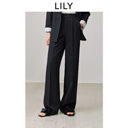 LILY零壓直筒褲2025春新款寬松休閑垂感通勤高級感西裝褲長(cháng)褲女 510黑（尺碼偏大） XL