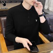 花花公子（PLAYBOY）長袖T恤男春夏季衛(wèi)衣男士休閑男裝純色上衣服內(nèi)搭打底衫