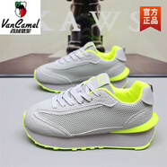 西域駱駝阿甘鞋男鞋2024春夏透氣網(wǎng)面運動(dòng)老爹鞋百搭增高休閑小白鞋子 灰綠 T22嬌嬌-駱駝官方品牌 35