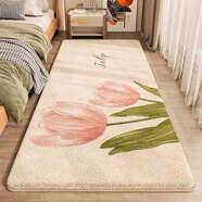 感臥室床邊毯主臥房間床下床前墊子可睡可坐地板鋪墊羊絨地墊 煙霧粉 100*160cm【主圖厚款】