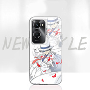 南風(fēng)臨 適用vivoy37手機殼Y37Pro怪盜基德y36C名偵探柯南vivoY35M磨砂彩銀殼Y35全包防摔保護套 透白-怪盜基德A6 vivoy37