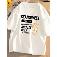 嘉曄短袖t恤男港風(fēng)潮牌印花五分袖上衣百搭休閑帥氣潮流ins體恤衫 T2229白色 S S75-85斤