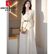 皮爾卡丹（pierre cardin）秋季2025新款感女裝時(shí)尚洋氣職業(yè)小香風(fēng)白色外套裙褲兩件套裝女裝 白色裙褲 【建議80-100斤內 高品質(zhì)】 S