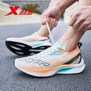 特步（XTEP）致輕8.0MAX跑步鞋男鞋2025夏季新款運動鞋女鞋情侶網(wǎng)面透氣跑鞋 帆白/杏黃色/黑-男款 39
