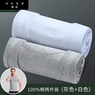 嬅欣二股筋背心男純1棉上身內(nèi)衣吊帶二道二股二指跨帶兩根筋薄款夏季 背心純1棉白色+灰色 兩件裝 3xl 150-165斤