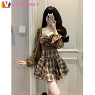 VOYDOVE秋裝辣妹一整套秋季小個(gè)子連衣裙感公主裙女春秋上衣甜辣套裝 上衣+半身裙【z】 L