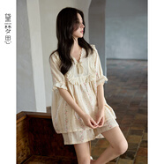 黛夢(mèng)思睡衣女夏季2025新款純棉短袖長(cháng)褲家居服甜美淑女可外穿套裝 JD20255【短袖短褲】 M /身高155-161,體重80-105