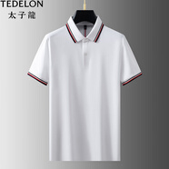 太子龍（TEDELON）織帶polo.衫男士夏季感翻領(lǐng)商務(wù)上衣百搭休閑運(yùn)動(dòng)短袖T恤 白色 M