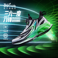 361°【商場(chǎng)同款】童鞋男童運動(dòng)鞋2025春季新款大童刀鋒科技減震跑步鞋 碳黑/361度白/新葉綠色-網(wǎng)面 35